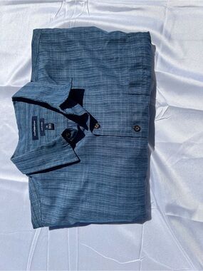 Croft & Barrow Blue Heathered Short Sleeve Button Polo